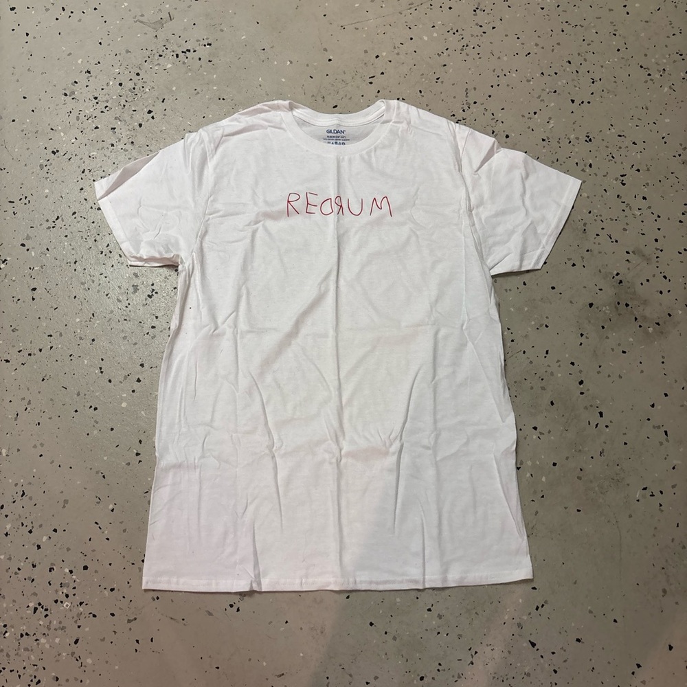 Gildan White Tee with Red Text
